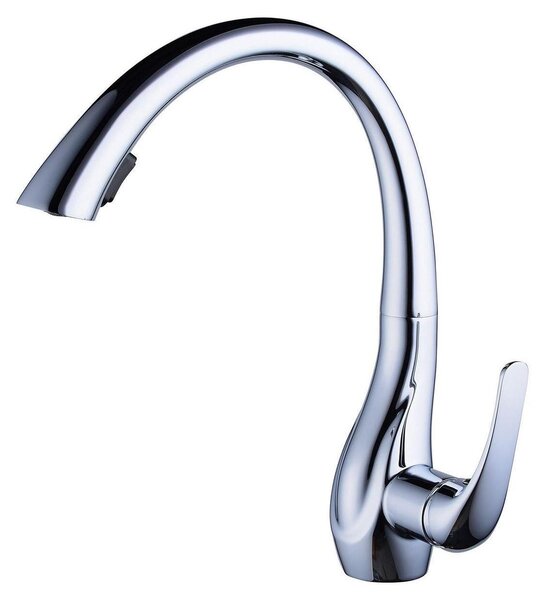Miscelatore da cucina con doccetta estraibile, girevole a 360°, in ottone cromato, altezza 13,8 pollici