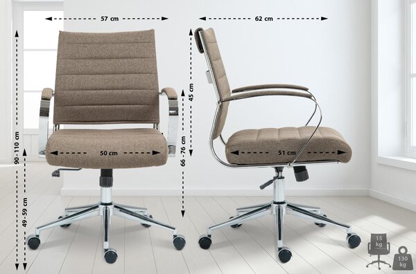 Sedia da ufficio Oakland - rivestita in tessuto - Grigio-marrone (Taupe)