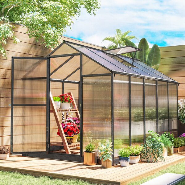 Outsunny Serra da Giardino in Alluminio e Policarbonato, Serra con Finestre Superiori Regolabili, 303x183x195 cm, Trasparente | Aosom Italy