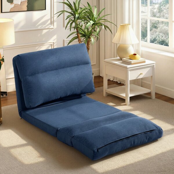 HOMCOM Poltrona Letto Reclinabile 90° a 180°, in Tessuto, 70x72x56 cm, Blu Scuro | Aosom Italy