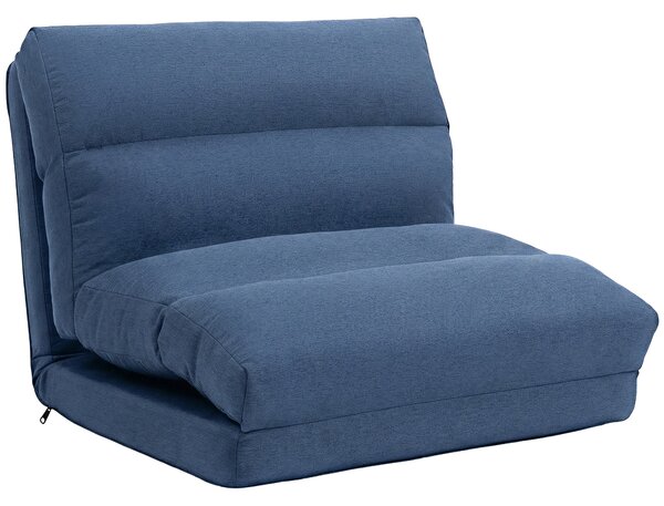 HOMCOM Poltrona Letto Reclinabile 90° a 180°, in Tessuto, 70x72x56 cm, Blu Scuro | Aosom Italy