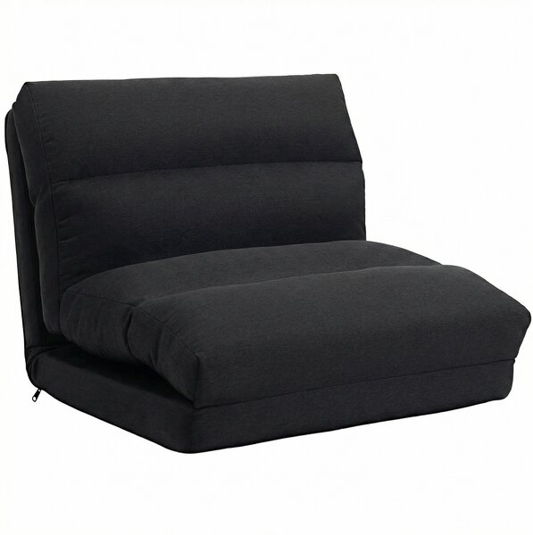 HOMCOM Poltrona Letto Reclinabile 90° a 180°, in Tessuto, 70x72x56 cm, Nero | Aosom Italy