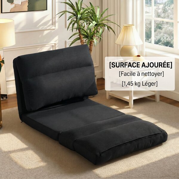HOMCOM Poltrona Letto Reclinabile 90° a 180°, in Tessuto, 70x72x56 cm, Nero | Aosom Italy