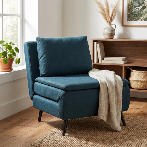 HOMCOM Poltrona Convertibile Singola, Poltrona-Letto Clic-Clac 3-in-1 con Schienale Regolabile, Cuscino e Seduta Ampia, Blu | Aosom Italy
