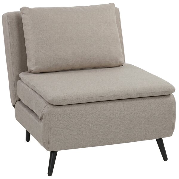 HOMCOM Poltrona Convertibile Singola, Poltrona-Letto Clic-Clac 3-in-1 con Schienale Regolabile, Cuscino e Seduta Ampia, Marrone Chiaro | Aosom Italy