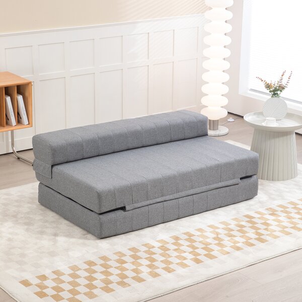 HOMCOM Poltrona Letto Pieghevole con Imbottitura Spessa, fino a 250 kg, 138x80x50 cm, Grigio | Aosom Italy