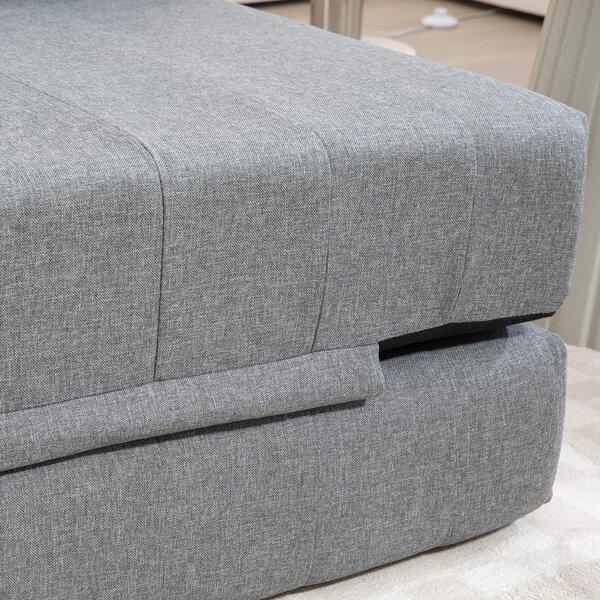 HOMCOM Poltrona Letto Pieghevole con Imbottitura Spessa, fino a 250 kg, 138x80x50 cm, Grigio | Aosom Italy