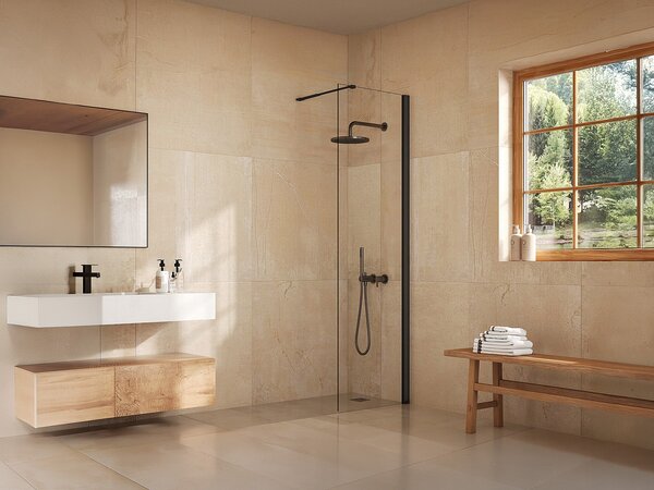 Parete per doccia walk-in Nero opaco 60x200 cm Vetro 5 mm - DAREN