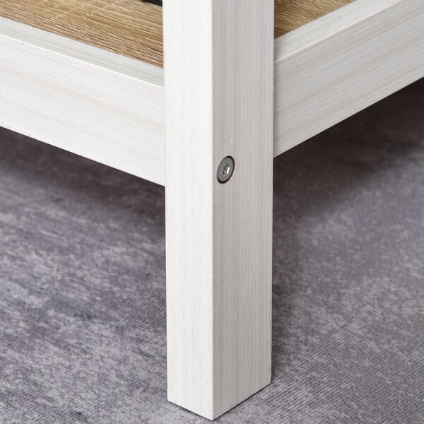 HOMCOM Scrivania per Computer Multimediale con 2 Ripiani Laterali, in MDF E1, 110x48x76 cm, Rovere Chiaro e Bianco | Aosom Italy