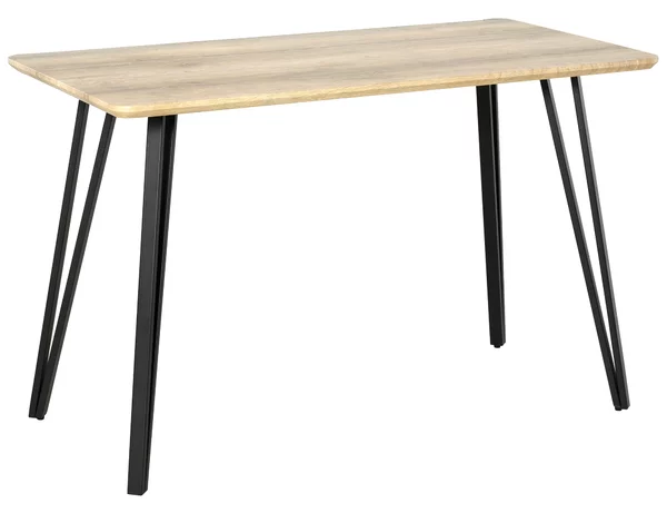 HOMCOM Tavolo da Pranzo Design Industriale con Grande Piano e Gambe in Metallo Nero, in MDF, 120x60x75 cm, Effetto Quercia Chiara | Aosom Italy