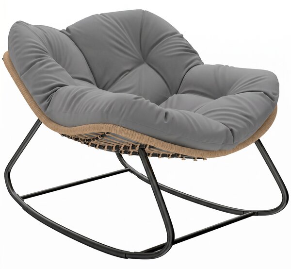 Outsunny Sedia a Dondolo da Interni ed Esterni con Seduta Extra Larga da 60 cm e Cuscino Imbottito, Grigio | Aosom Italy