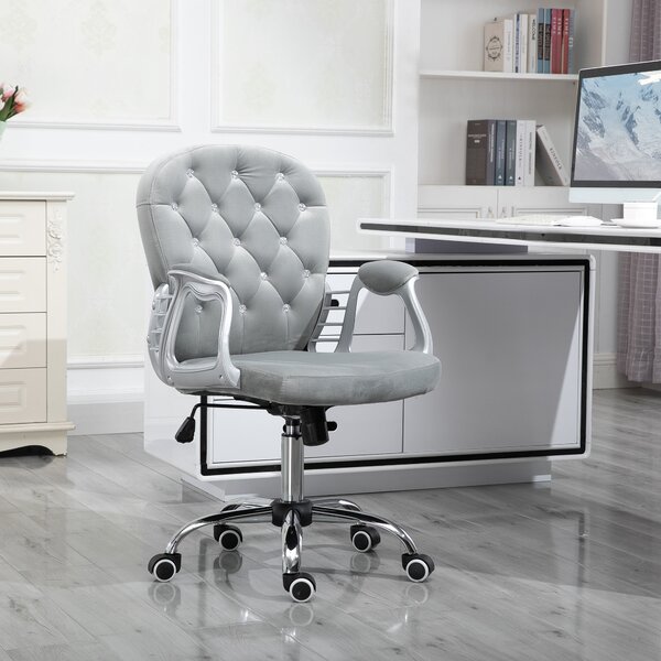 HOMCOM Sedia da Ufficio in Stile contemporaneo con Altezza Regolabile e Ruote Girevoli, 60x61x95105 cm, Grigia