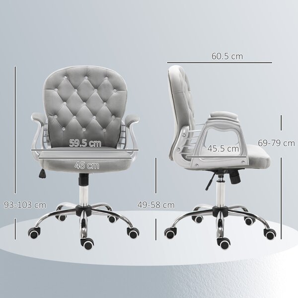 HOMCOM Sedia da Ufficio in Stile contemporaneo con Altezza Regolabile e Ruote Girevoli, 60x61x95105 cm, Grigia