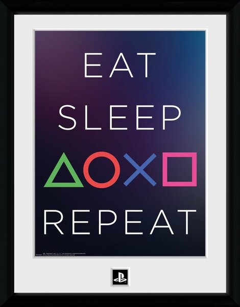 Quadro Playstation - Eat Sleep Repeat, Poster Incorniciato