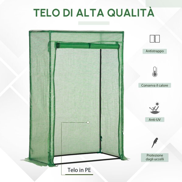 Outsunny Serra da giardino, serra da balcone, telo rinforzato in PE, telaio in acciaio, porta avvolgibile con cerniera, 100 x 50 x 150 cm verde | Aosom Italy