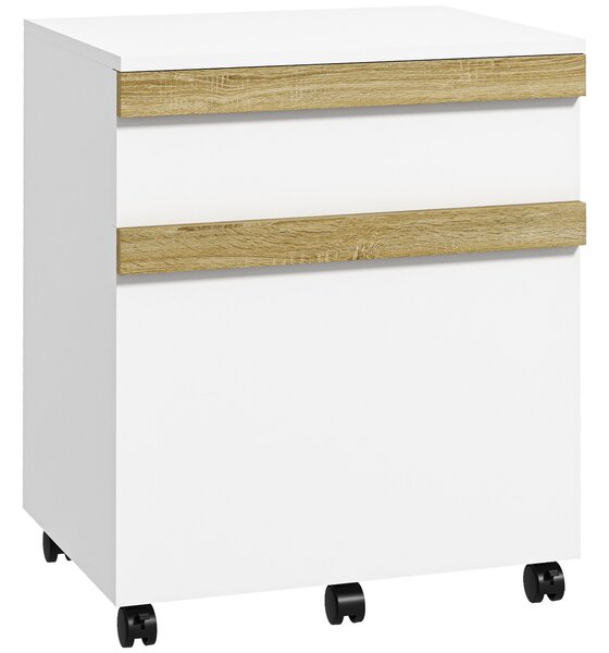 Vinsetto Mobile Caisson da ufficio a rotelle con 2 cassetti scorrevoli organizzatore per documenti 48 x 40 x 59,5 cm bianco