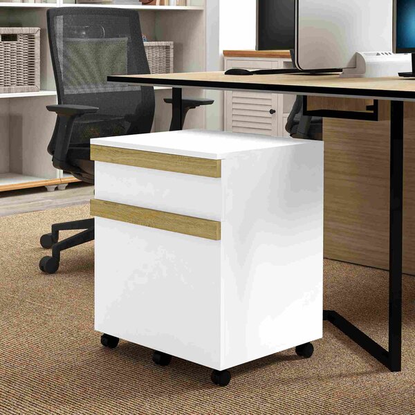 Vinsetto Mobile Caisson da ufficio a rotelle con 2 cassetti scorrevoli organizzatore per documenti 48 x 40 x 59,5 cm bianco