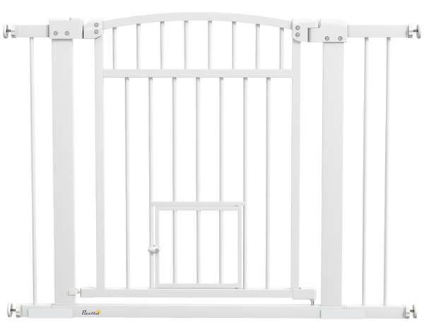 PawHut Barriera di sicurezza per cani con sistema di doppio bloccaggio, montaggio a pressione o a vite, larghezza 76-104 cm bianco