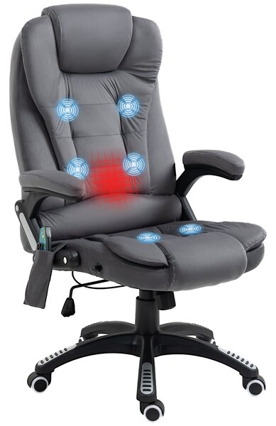 Vinsetto Poltrona da Ufficio con Funzione Massaggiante & Riscaldante, ergonomica, regolabile in altezza, Grigio scuro