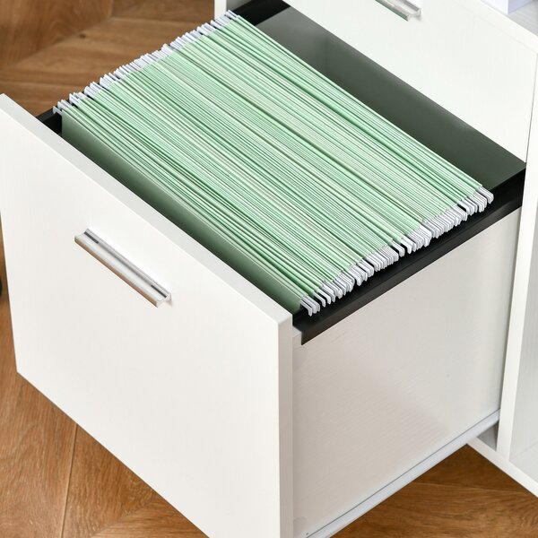 Vinsetto Supporto per stampante - Caisson d'organizzazione per Ufficio Ruotante - Dim. 80l x 40P x 72H cm in Legno Bianco