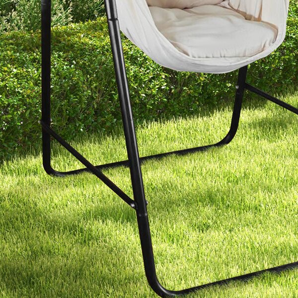 Outsunny Sedia a dondolo da giardino con supporto, sedia sospesa con cuscino, bracciolo, ganci, crema bianco
