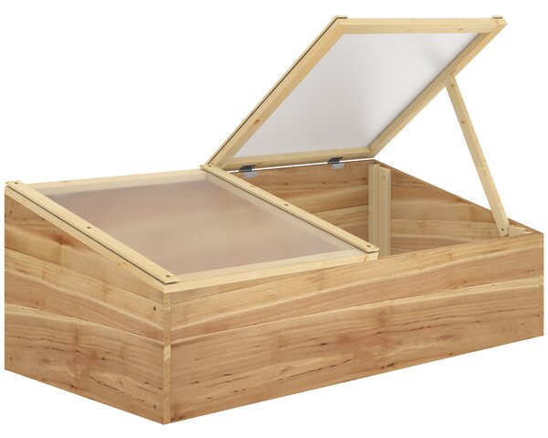 Outsunny Mini Serra da Giardino Serra per semenzai dim. 100L x 50l x 36H cm Tetto 2 falde apribili separatamente Pannelli in Policarbonato Legno di Abete pre-olio