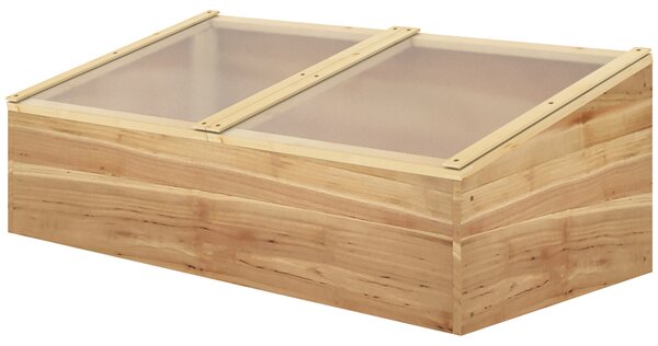 Outsunny Mini Serra da Giardino Serra per semenzai dim. 100L x 50l x 36H cm Tetto 2 falde apribili separatamente Pannelli in Policarbonato Legno di Abete pre-olio