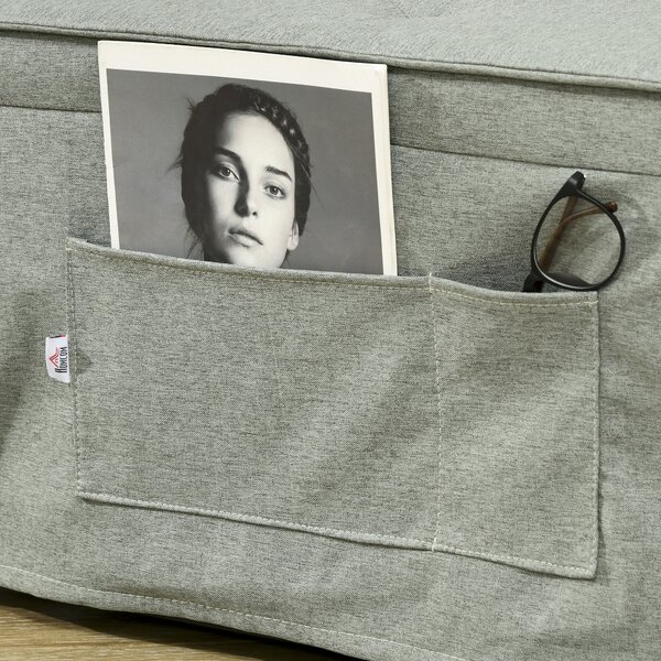 HOMCOM Poltrona chauffeuse convertibile 4 in 1 con schienale reclinabile su 5 posizioni cuscino 180 x 64 x 40 cm grigio chiaro
