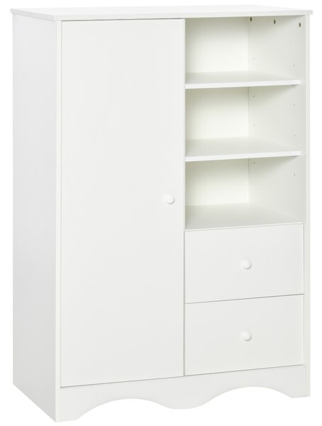 HOMCOM Armadio con Porta, 5 Ripiani, 3 Nicchie e 2 Cassetti, 85,7x49,2x123,8 cm, Bianco | Aosom Italy