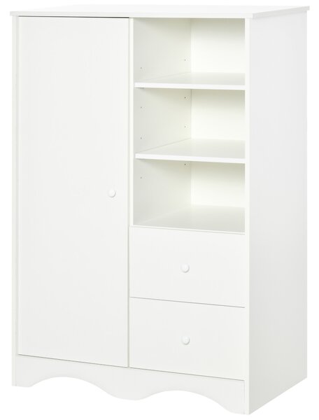 HOMCOM Armadio con Porta, 5 Ripiani, 3 Nicchie e 2 Cassetti, 85,7x49,2x123,8 cm, Bianco | Aosom Italy