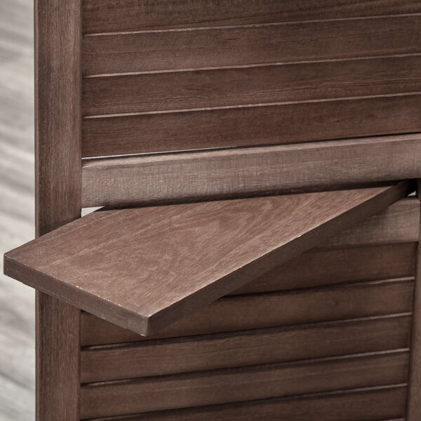HOMCOM Paravento Interno a 4 Pannelli 162L x 170H cm 3 Ripiani Pieghevoli Separatore di Ambiente Porte a Persiana Legno di Paulownia Noce