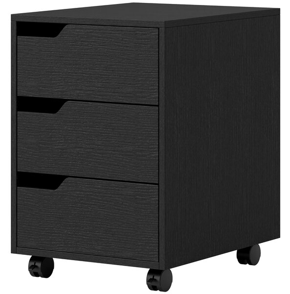 HOMCOM Mobile portaoggetti per ufficio su ruote, 3 cassetti, 40x50x57,5cm, nero | Aosom Italy