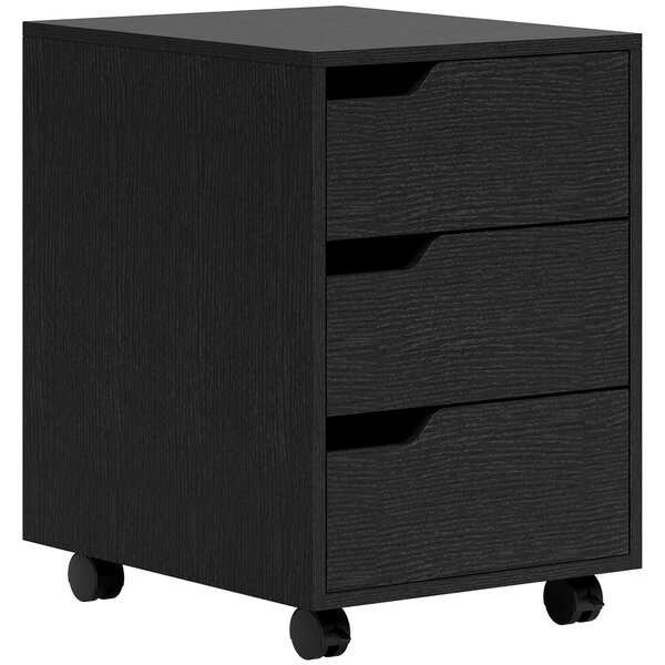 HOMCOM Mobile portaoggetti per ufficio su ruote, 3 cassetti, 40x50x57,5cm, nero | Aosom Italy