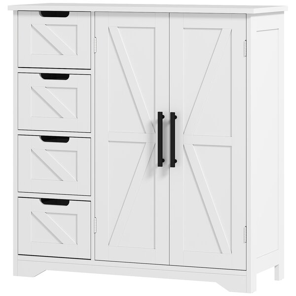 HOMCOM Mobile da bagno, mobile da bagno, con 4 cassetti, 1 armadio, per piccoli spazi, 81,2 x 30 x 83,8 cm, bianco | Aosom Italy