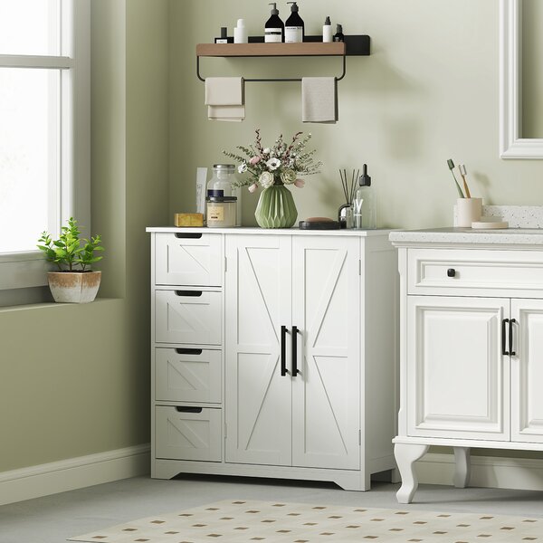 HOMCOM Mobile da bagno, mobile da bagno, con 4 cassetti, 1 armadio, per piccoli spazi, 81,2 x 30 x 83,8 cm, bianco | Aosom Italy