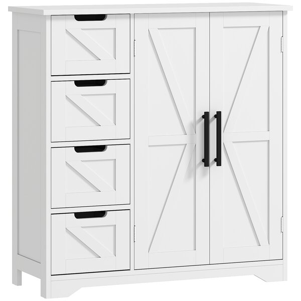 HOMCOM Mobile da bagno, mobile da bagno, con 4 cassetti, 1 armadio, per piccoli spazi, 81,2 x 30 x 83,8 cm, bianco | Aosom Italy
