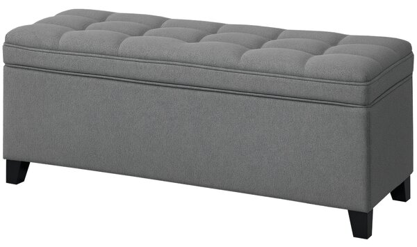 HOMCOM Banco di Archiviazione con 2 Cerniere di Sicurezza Tappo Ribaltabile per Camera Salotto 120x40x48 cm Grigio Scuro | Aosom Italy