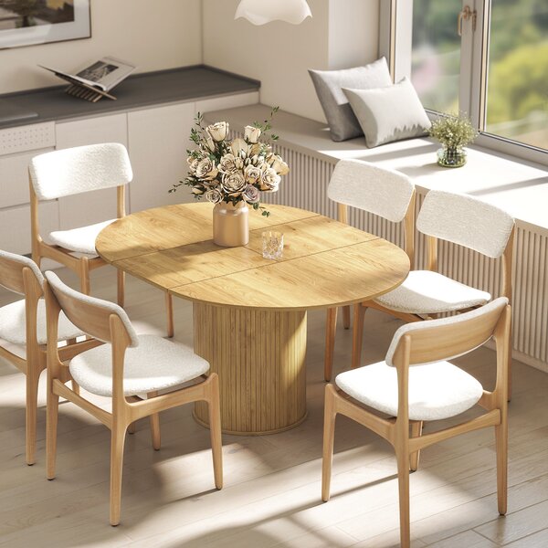 HOMCOM Tavolo da pranzo estensibile, tavolo da cucina, per 6-8 persone, 110-150 x 75 cm, effetto legno naturale | Aosom Italy