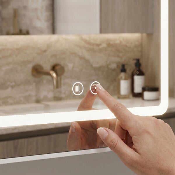 Armadietto con specchio LED Rea Zenit Brown 70x50cm