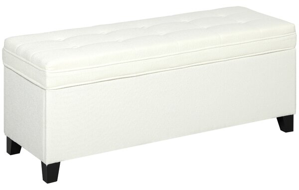 HOMCOM Banco da Archiviazione con 2 Cerniere di Sicurezza Coperchio Ribaltabile per Camera da Letto Soggiorno 120x40x48 cm Crema | Aosom Italy