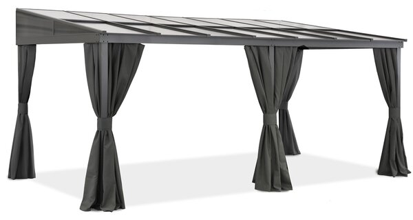Tettoia in alluminio 3 x 6 m Tarragona con tende Garden Point antracite