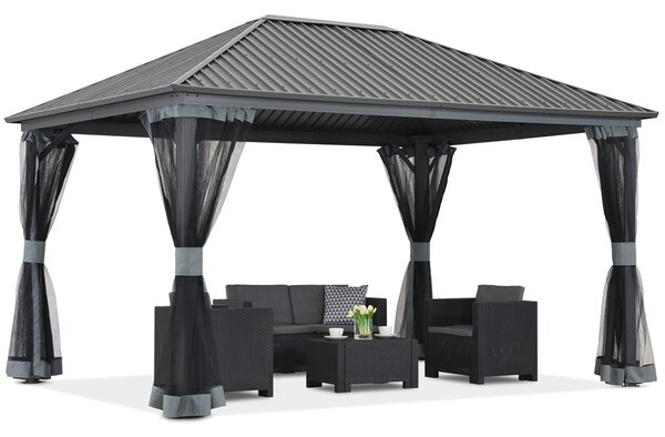 Gazebo Sardegna 3x6 in metallo con zanzariera Garden Point antracite