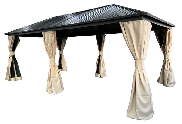 Gazebo in metallo Sardegna 3x6 con tende Garden Point beige
