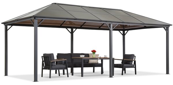 Gazebo da giardino Milos 3x6m con zanzariera Garden Point grigio