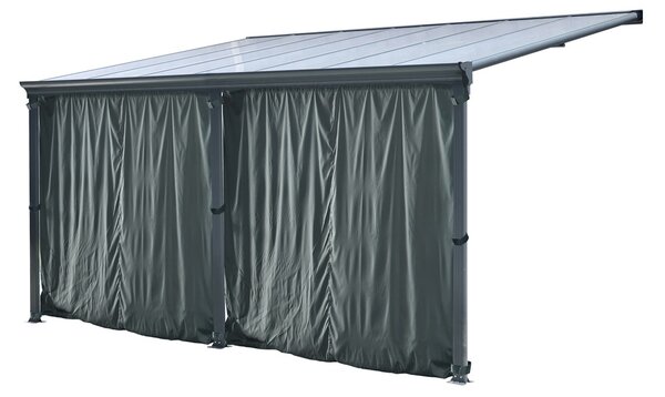 Tettoia per terrazza San Diego in alluminio con tende 3 x 4,3 m CoverTech antracite