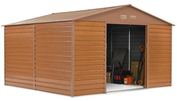 Casa degli attrezzi in metallo Lahti 3,4 x 3,2 m Negozio Boss in legno
