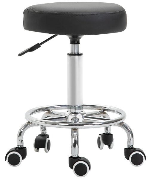 Vinsetto Sgabello con Ruote, sgabello da massaggio con altezza regolabile 50-64 cm e seduta imbottita, girevole 360°, nero | Aosom Italy