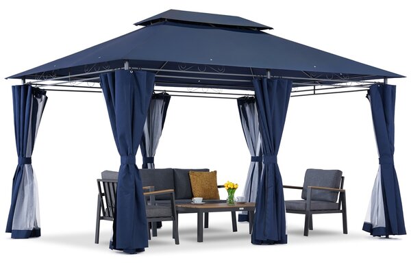 Padiglione da giardino Ibiza 3x4m blu navy con zanzariera Garden Point