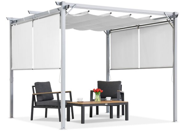 Pergola bianca da terrazzo con tapparelle La Palma 3x3 Garden Point