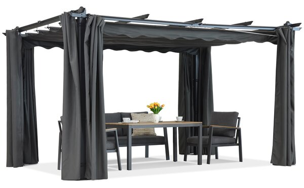 Pergola per patio Barbados 3x3 m con tende Garden Point antracite